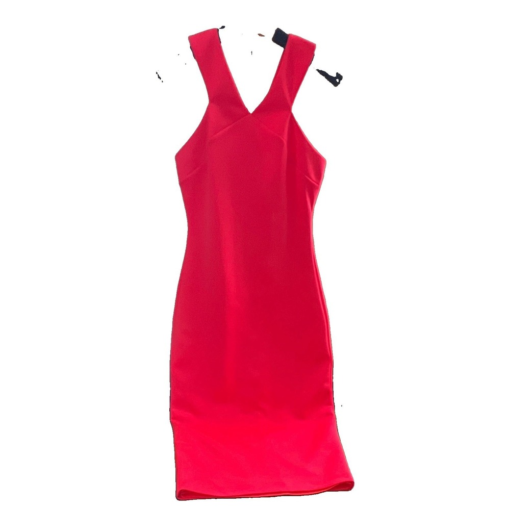 Ted Baker Pink Solid Sheath Dress V-Neck Sleeveless Knee Length Zip Size 2